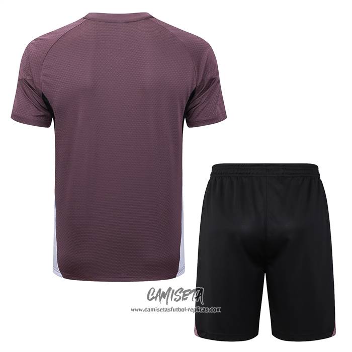 Chandal del Manchester United 2025-2026 Manga Corta Marron - Pantalon Corto